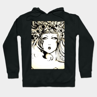 ART PRINT NOUVEAU HEAD FLORAL CRAFTS SKETCH Hoodie